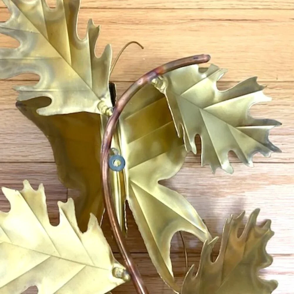 Mixed Metal Butterflies & Leaves Wall Decor‎ Handmade Signed Brass Copper 26